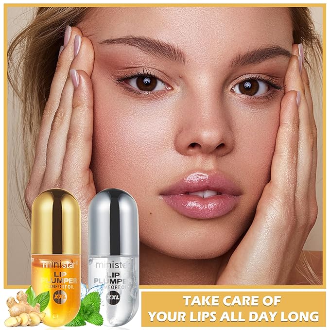 2PCS Lip Plumper Gloss Plumping Lip Gloss Set Natural Moisturizing Lip Plumping Gloss Daily Lip Care Products Lip Plumper Set for Women-VivaGrace Women