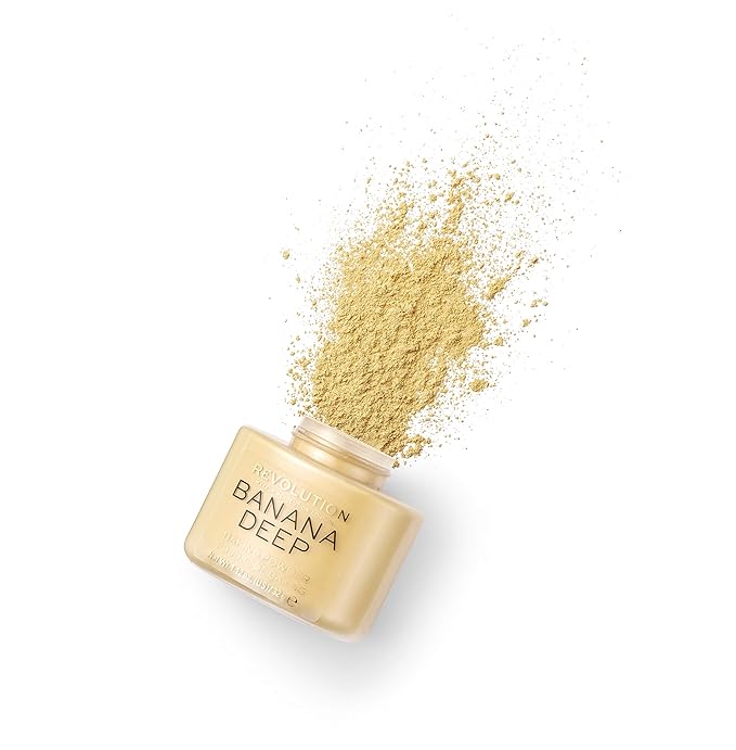 Revolution Beauty, Loose Baking Powder, Makeup Setting Powder, Long Lasting Coverage, Mattifies & Reduces Shine, Banana Deep, 1.13 Oz-VivaGrace Women