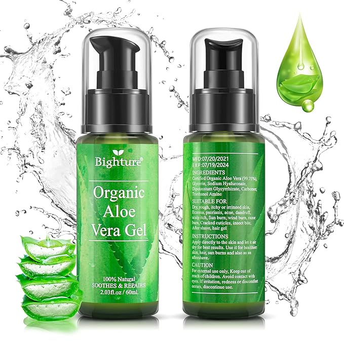 Organic Aloe Vera Gel, Aloe Vera Gel Extracted from Freshly Cut Pure Aloe Leaves, Skin Care for Deeply & Rapidly Soothing, Firming, After Shave, Sunburn Relieve, etc (Travel Pack)-VivaGrace Women