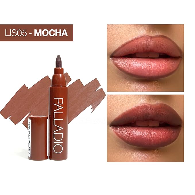 Palladio Lip Stain, Hydrating and Waterproof Formula, Matte Color Look, Longlasting All Day Wear Lip Color, Smudge Proof Natural Finish, Precise Chisel Tip Marker, Mocha Cream-VivaGrace Women