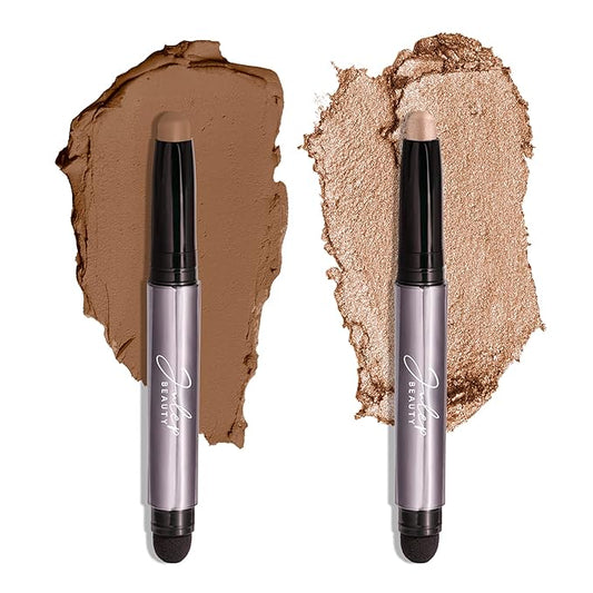Julep Eyeshadow 101 Crème-to-Powder Waterproof Eyeshadow Stick Duo – Long-Lasting, Crease-Proof, Easy Apply with Built-in Smudger - Sand Shimmer and Smoky Tawny Matte-VivaGrace Women