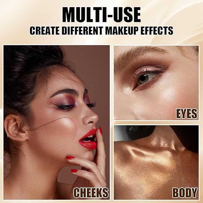 Beige Glittering Face Palette,Stereo for Face Retouching, Eye Shadow Highlighting Shadow Finish Palette, Natural,Low Saturation Makeup Contour Face Palette-VivaGrace Women