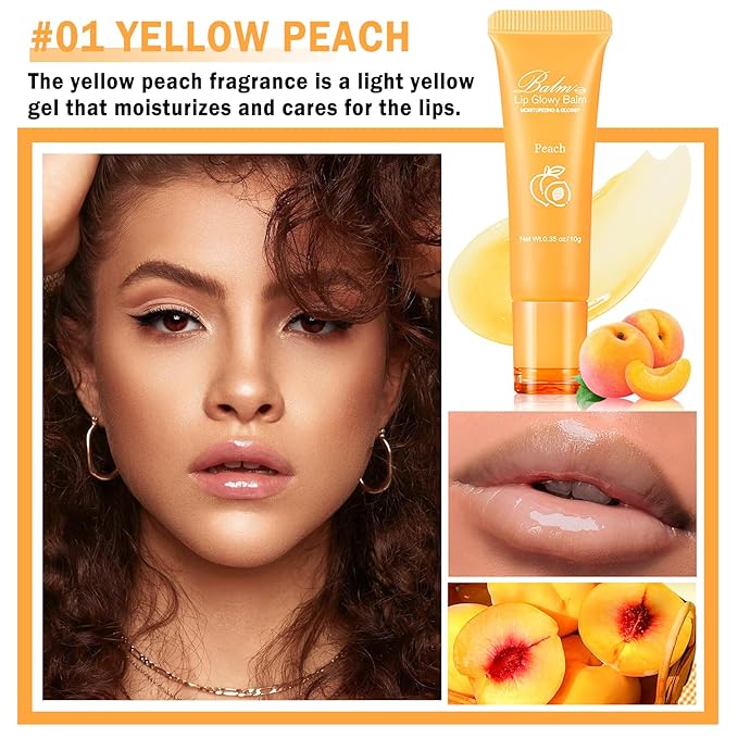 Lip Glowy Balm Moisturizing Lip Balm Plumping Lip Gloss Lip Sleeping Mask Lip Butter Balm Day Night Lip Care Glowy Lip Balm - Peach-VivaGrace Women