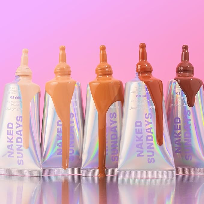 Naked Sundays BeautyScreen™ SPF 50 Mineral Peptide Foundation Tint 2-in-1 Skin Tint & Mineral Sunscreen- Radiant, Buildable Coverage, Acne-Safe (3.5 Light Medium Cool, 1.01 Fl Oz)-VivaGrace Women
