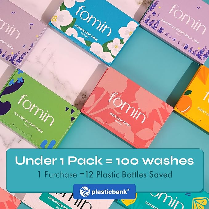 FOMIN - Antibacterial Paper Soap Sheets for Hand Washing - (200 Sheets) Lemon Portable Travel Soap Sheets, Dissolvable Camping Mini Soap, Portable Hand Soap sheet