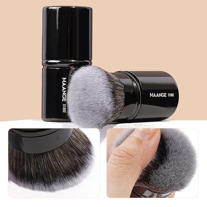 MAANGE 7pcs Makeup Brush Set Double Sided Kabuki Makeup Brushes Contour Brush for Foundation Liquid Powder Concealer Cream Cosmetics Bronzer Blending Blush Buffing Makeup Tools (Black)-VivaGrace Women