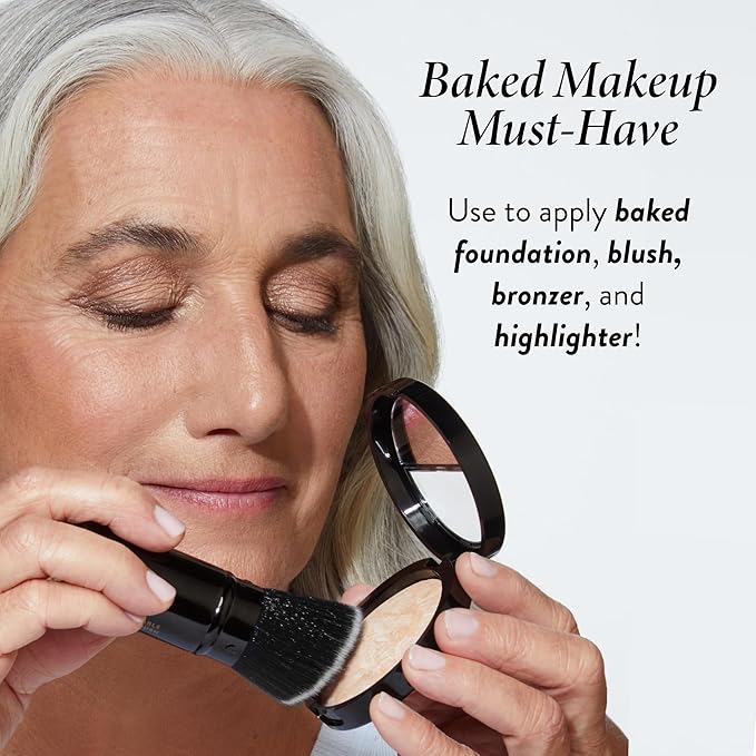 LAURA GELLER NEW YORK Baked Balance-n-Brighten Foundation with Kabuki Brush Makeup Set, Golden Medium-VivaGrace Women