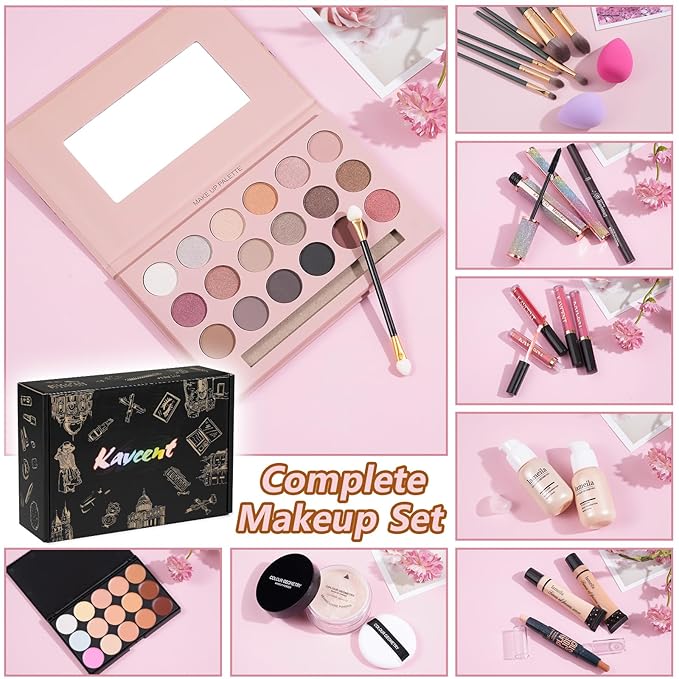 Makeup Kit Makeup Sets for Teens Makeup kits for Women Teenagers Make up Eyeshadow Palette Foundation Concealer Lipgloss Loose Powder Makeup Kit for Women Full Kit-VivaGrace Women