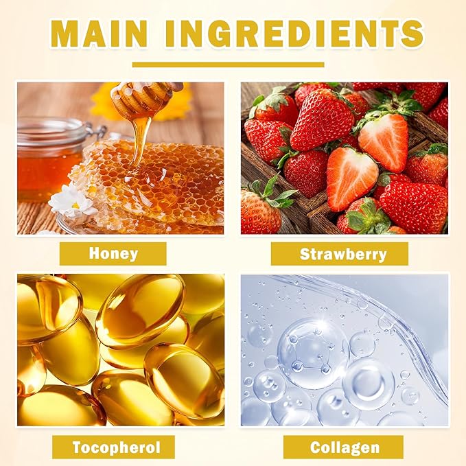 CAHIUYOA 4PCS Bee Lip Balm Honey Pot Honey & Strawberry Lip Balm Lip Mask Moisturizing Hydrating Honey Pot Lip Balm with Stick Prevention Dry & Cracked Lip Scrubs Exfoliator-VivaGrace Women