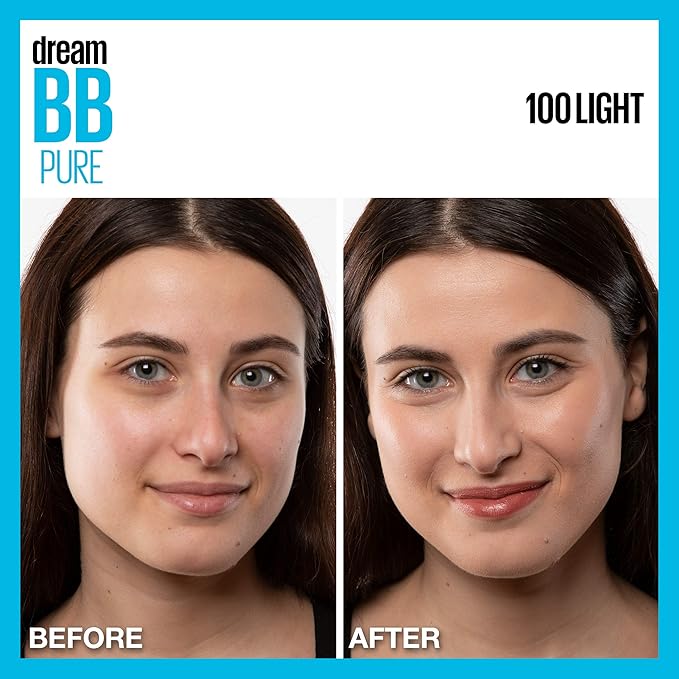 Maybelline Dream Pure Skin Clearing BB Cream, 8-in-1 Skin Perfecting Beauty Balm With 2% Salicylic Acid, Sheer Tint Coverage, Oil-Free, Light, 1 Count-VivaGrace Women