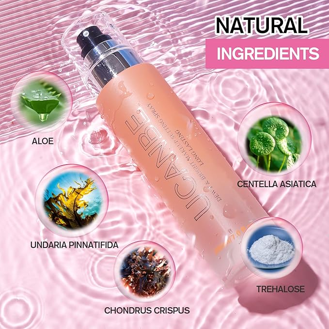 UCANBE Dewy Makeup Setting Spray, Moisturizing Finishing Spray Long Lasting Face Mist, Lightweight Hydrate Make Up Spray for Natural Glow, 7 Fl Oz Large Size-VivaGrace Women