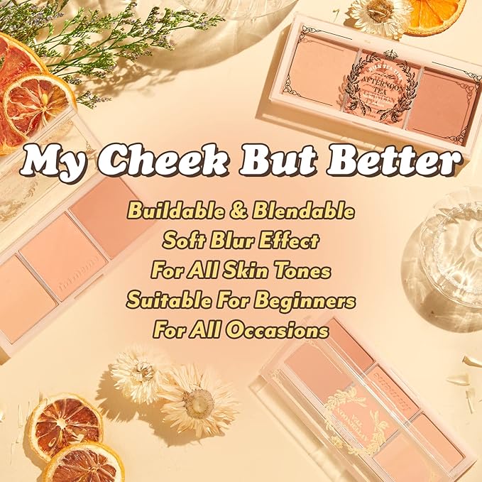 I'm Meme Palette - Afternoon Tea Blusher | Milk Tea Time, Blush for Cheek, Natural & Neutral, Buildable & Blendable, 3 Shades Palette, Matte Powder Blush for Face & Cheeks, For All Skin Tones, 0.42 oz-VivaGrace Women
