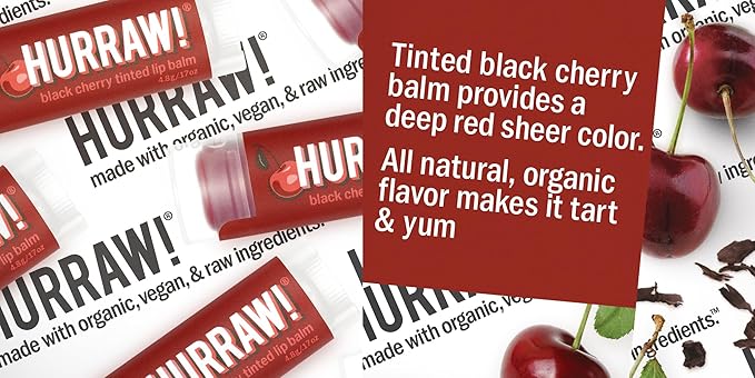 Hurraw! Black Cherry Tinted Lip Balm, 2 Pack: (Sheer Red Tint) Organic, Certified Vegan, Cruelty and Gluten Free. Non-GMO, 100% Natural Ingredients. Bee, Shea, Soy and Palm Free. Made in USA-VivaGrace Women