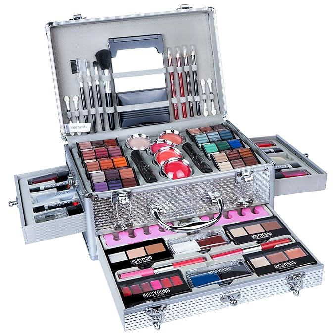 All-in-one Holiday Make up Gift Set | Makeup Kit for Women Full Kit Essential Starter Bundle Include Eyeshadow Palette Lipstick Blush Foundation Concealer Face Powder Mascara Lipgloss Brush-VivaGrace Women