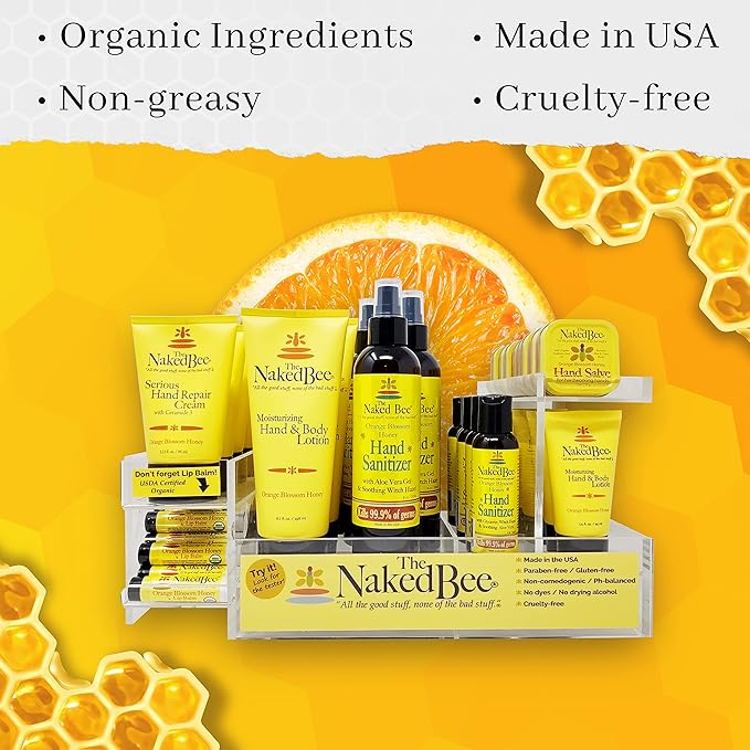 The Naked Bee Lip Balm in Orange Blossom Honey, Grapefruit Blossom Honey, and Pomegranate & Honey, 0.15 oz, 3 Pack-VivaGrace Women