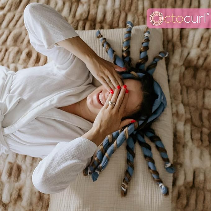 Octocurl Heatless Hair Curler - No Headband Octopus Curler - Overnight Curls for Long Hair (Satin - Black)-VivaGrace Women