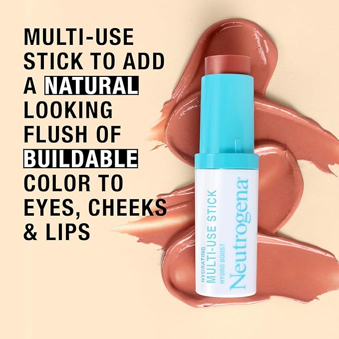 Neutrogena Hydro Boost Hydrating Multi-Use Makeup Stick with Hyaluronic Acid, Gentle Multi-Use Colored Makeup Balm to Brighten Lips, Cheeks & Eyes, Non-Comedogenic, Soft Pink, 0.26 oz-VivaGrace Women