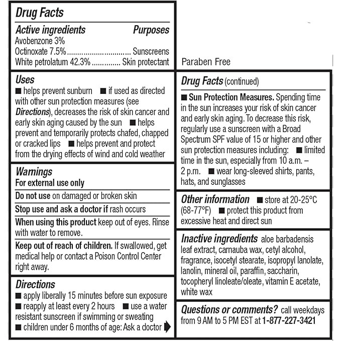 ChapStick Moisturizer Original Lip Balm Tube, SPF 15 and Skin Protectant - 0.15 Oz-VivaGrace Women