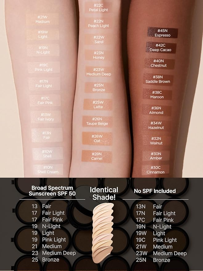 JUNG SAEM MOOL Essential Skin Nuder Cushion 19 Light 0.49 Fl Oz (Refill Only, SPF 50 Broad Spectrum) | Natural Radiant Finish, Lightweight Hydration, Korean Cushion Foundation-VivaGrace Women