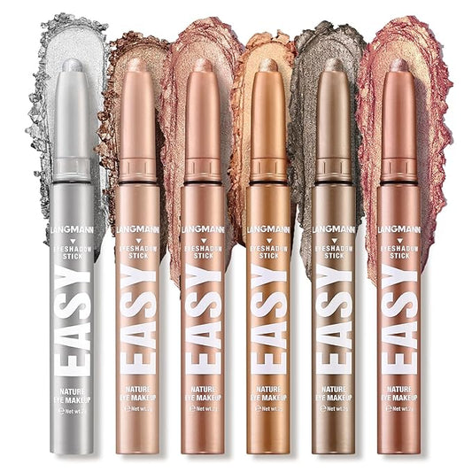 Jolilab Eyeshadow Stick Set, 6 Colors Matte Professional Bright-Colored Contouring and Highlight Eyeshadow Stick, Cream Waterproof Long Lasting High Pigmented Eye Shadow. (6, Set B)-VivaGrace Women