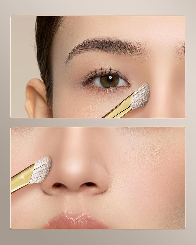 Desert Oak Series Pro Nose Sculptor - Arctic Fluff Hybrid Bristles for Nasal Contouring, Wide Angled Nose Brush, Bubinga Handle (CM 197)-VivaGrace Women