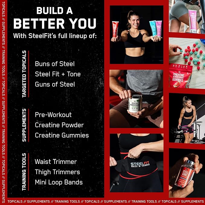 SteelFit Abs of Steel Maximum Definition Cream - Skin Tightening, Toning & Firming Lotion for Sculpting Abs - L-Carnitine Pre & Post Workout Supplement for Men & Women - Non-Greasy Formula, 8 Ounces-VivaGrace Women