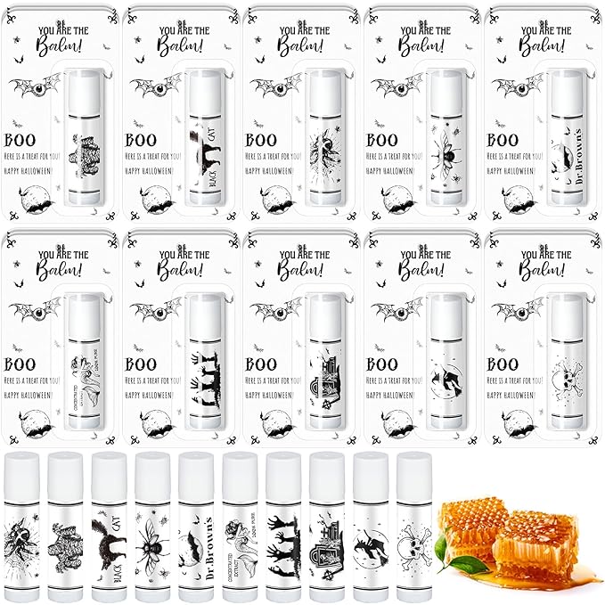 30 Pack Halloween Party Favors Bulk Skull Lip Balms Gifts Vintage Spooky Halloween Party Gifts Goodies Stuffers Small Thank You Gifts for Women Men Staff Coworkers Adults-VivaGrace Women
