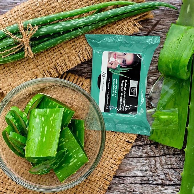 Global Beauty Care Aloe Vera Makeup Remover, Disposable Facial Towelettes, Ultra Soft, For All Skin Types, Moisturizing, Refreshing & Skin Soothing Formula, Convenient, 120Ct. 4 Packs of 30 Wipes