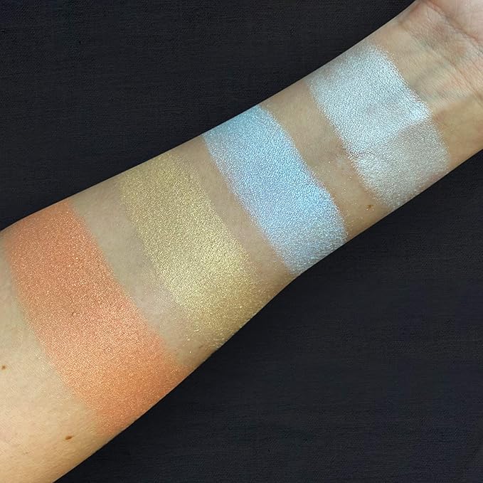 Pippa of London Eclipse Highlighter Palette 381 Make Up for Cheeks and Face with 4 Luxury Highlighters in a Silver Gold Case with Mirror-VivaGrace Women