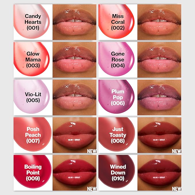 REVLON Super Lustrous Glimmer Lip Oil, Moisturizing & Tinted, Shiny Finish, Made with Plant-Based Squalane, 001 Candy Hearts, 0.13 fl oz-VivaGrace Women