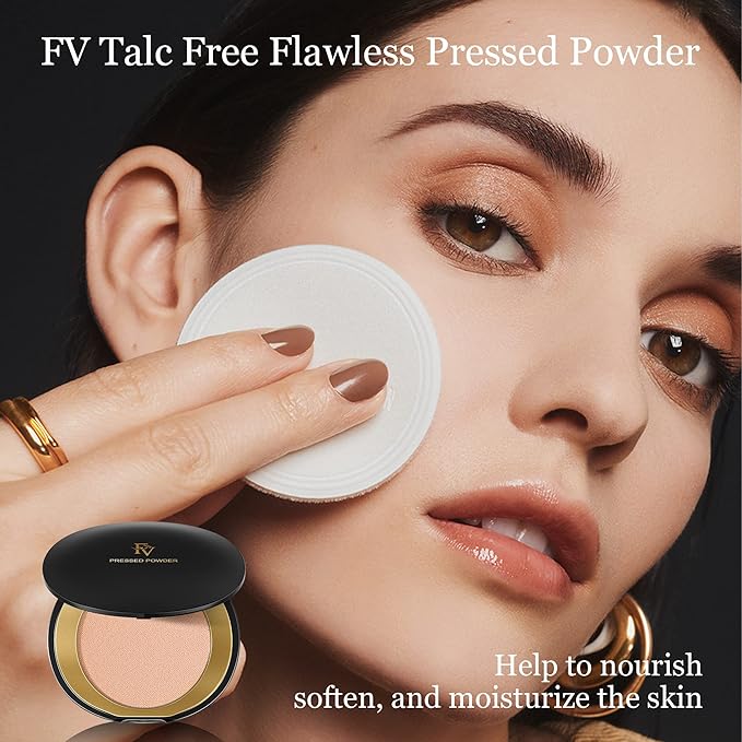 FV Talc-Free Medium Coverage Pressed Powder, Long-Lasting, Oil Control Matte Finish, Translucent Foundation Powder for Light, Medium & Tan Skin Tones, 0.28 Oz, Translucent-VivaGrace Women