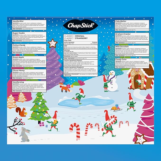 ChapStick 12 Days of Holiday Advent Calendar Lip Balm Gift Set - 0.15 Oz-VivaGrace Women