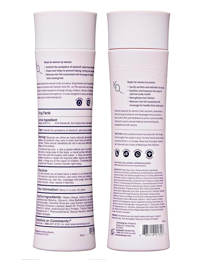 Anti Dandruff Shampoo & Scalp Restoring Conditioner - Gentle for Color-Treated Hair - Best for Thinning Hair & Dry Scalp - Antidandruff Shampoo for Women & Deep Conditioner by Keranique-VivaGrace Women
