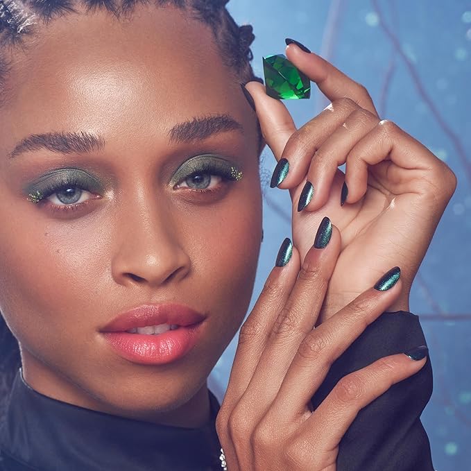 WICKED X imPRESS Design Press On Nails , The EASIEST NO GLUE Mani, Super Hold Adhesive, ‘The Green Elixir’, Green, Short Oval, Includes 30 Fake Nails, 1 Prep Pad, 1 Manicure Stick, 1 Mini File