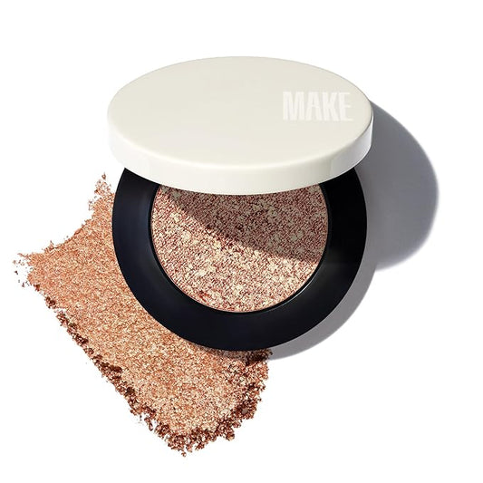 MAKE Beauty Multi-Chromatic Eye Shadow. Metal Reflecting Luminous Foil Finish Creamy, Buildable, Dimensional Long-wear, Crease-proof Powder Eyeshadow, Multichrome Shade - Alloy, Warm Copper-VivaGrace Women