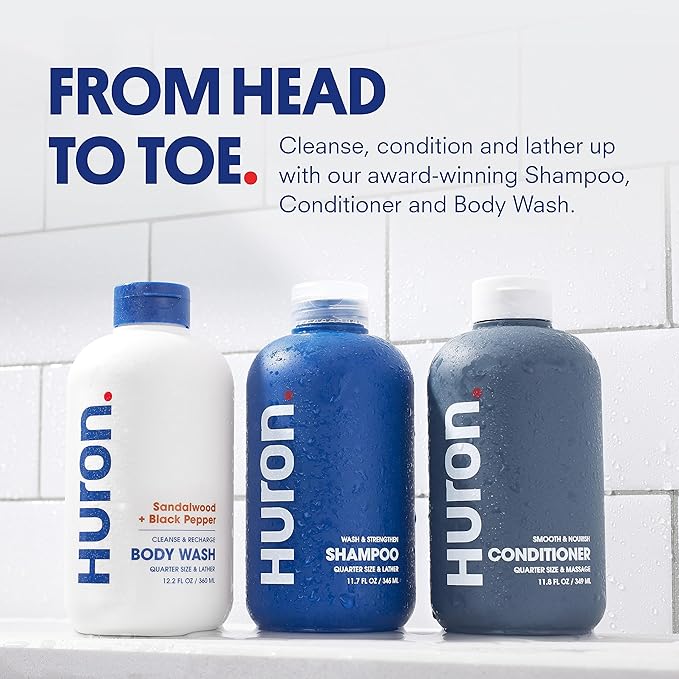 Huron Shower Kit - Shampoo, Conditioner, & Body Wash For Men - Citrus + Eucalyptus Scent - Hydrating & Nourishing Men's Shampoo & Conditioner-VivaGrace Women