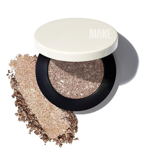 MAKE Beauty Multi-Chromatic Eye Shadow. Metal Reflecting Luminous Foil Finish Creamy, Buildable, Dimensional Long-wear, Crease-proof Powder Eyeshadow, Multichrome Shade - Dream Dust, Gold-VivaGrace Women