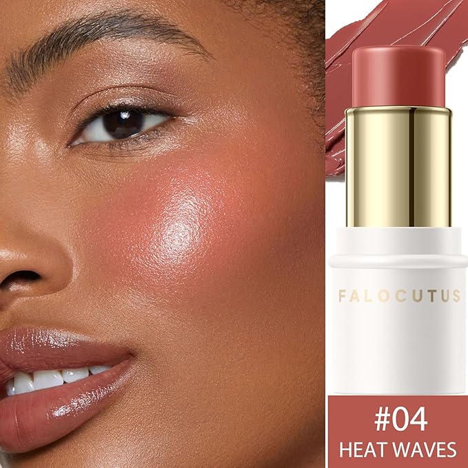 2Pcs Cream Blush Makeup Stick,Monochromatic Multi-Stick Face Blush for Cheek,Lip and Eye,Matte and Dewy Finish for Long Wearing,Easy Application.HEAT WAVES-VivaGrace Women