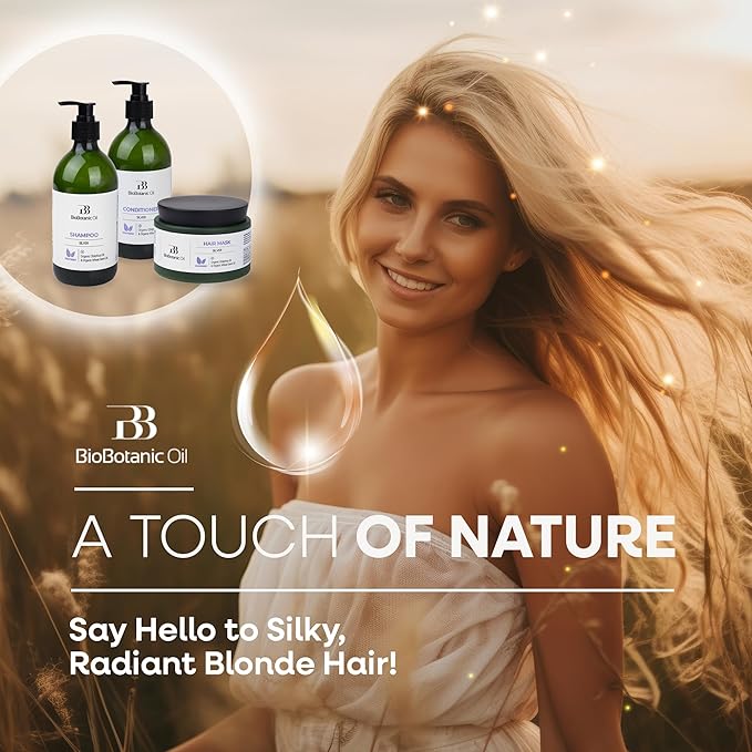 Bio Botanic Oil Hair Mask for Blonde & Bleached Hair | Deep Hydration & Anti-Brass Treatment | Enriched with Organic Wheat Germ & Obliphica Oil | Blue Pigment Formula | SLS-Free, Paraben-Free | 250ml-VivaGrace Women