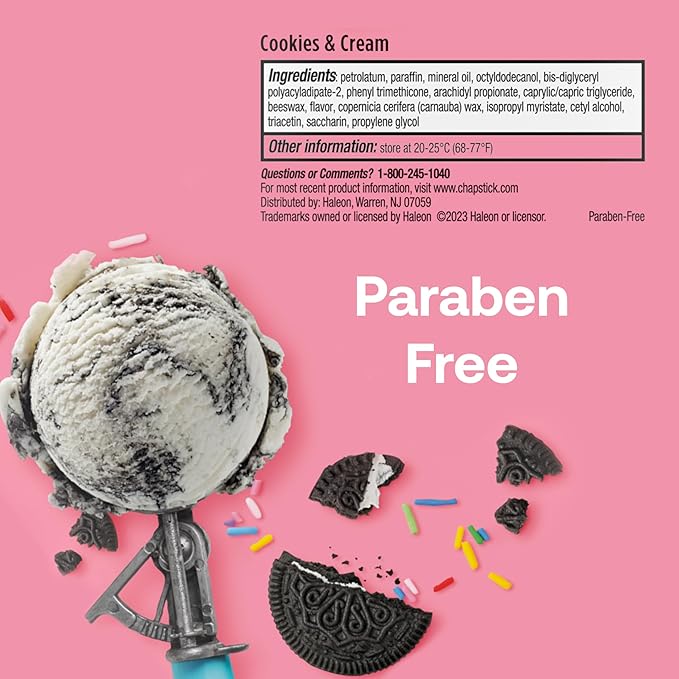 ChapStick Ice Cream Social, Party Favor Lip Balm Pack - Cookies & Cream - 0.15 Oz x 12 Sticks-VivaGrace Women