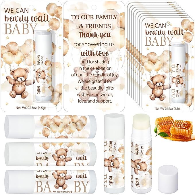30 Pack Bear Baby Shower Party Gifts Favors Gifts Bulk Lip Balms for Guests Woman Man Entertainment Neutral Gender Reveal Favors Baby Shower Prizes Souvenirs Baby Gift Bags Stuffers-VivaGrace Women