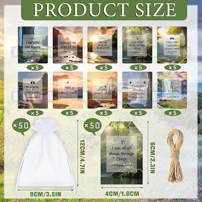50 Sets Lip Balms Christian Gifts for Women Religious Scripture Bible Verse Inspirational Motivational Small Thank You Gifts for Church Sunday School Vanilla Flavor-VivaGrace Women