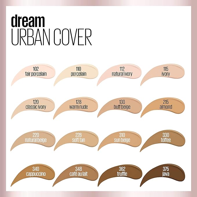 Maybelline Dream Urban Cover Flawless Coverage Foundation Makeup, SPF 50, Fair Porcelain-VivaGrace Women