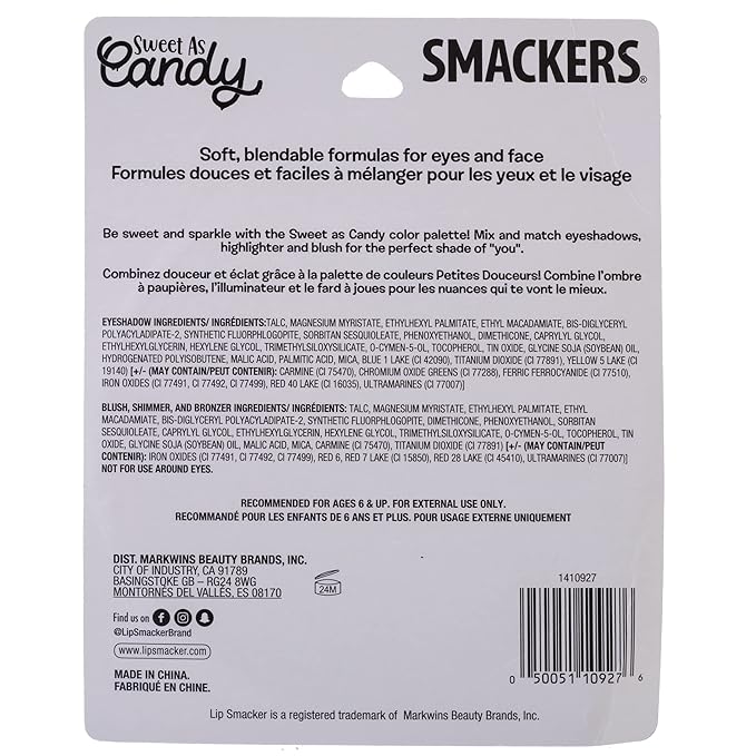 Lip Smacker Sparkle & Shine Eyeshadow Makeup Palette, Sweet as Candy Shimmer | Christmas Make Up Collection | Holiday Present | Gift for Girls-VivaGrace Women