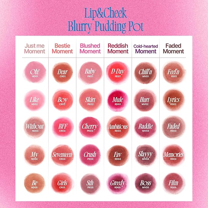 Lip&Cheek Blurry Pudding Pot | Bestie Moment - Dear | Makeup Blush, Buildable Lightweight, Multi-Use Soft Matte Finish | 5g-VivaGrace Women