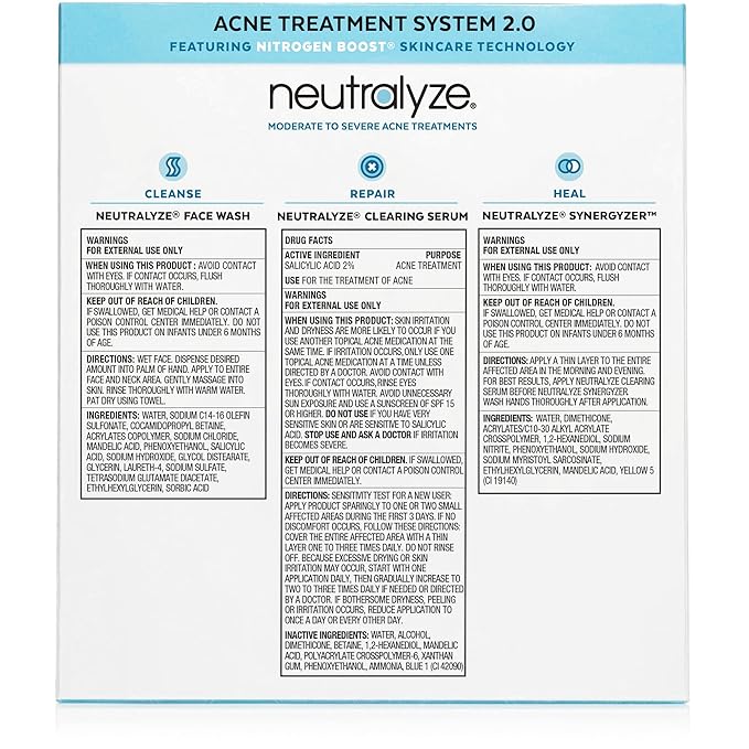 Moderate To Severe Acne Treatment Kit 2.0 - Maximum Strength Acne Kit, 2% Salicylic Acid, 2% Mandelic Acid & Nitrogen Boost Skincare Technology - Acne Treatment for Teens & Adults (90+ Day)-VivaGrace Women