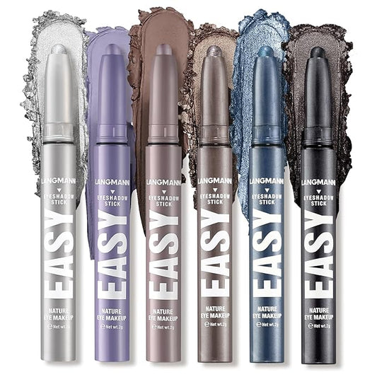 LANGMANNI Eyeshadow Stick, 6 PCS Waterproof Multi-Color Eyeshadow Pen Set, Creamy Long-Lasting Eye Makeup Kit, Natural & Shimmer Shades Contour Stick, Perfect Gifts For Women (#D)-VivaGrace Women