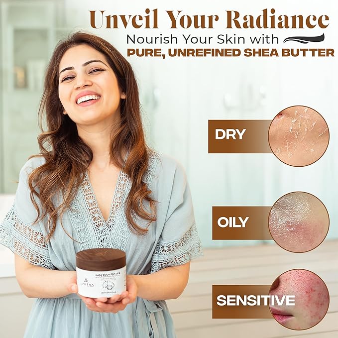 AZMERA Handcrafted Whipped Shea Body Butter – Unscented Moisturizer for Dry, Sensitive Skin with Argan Oil & Vitamin E – Vegan, Non-Greasy Whipped Body Butter for Women & Men – 8.82 oz-VivaGrace Women
