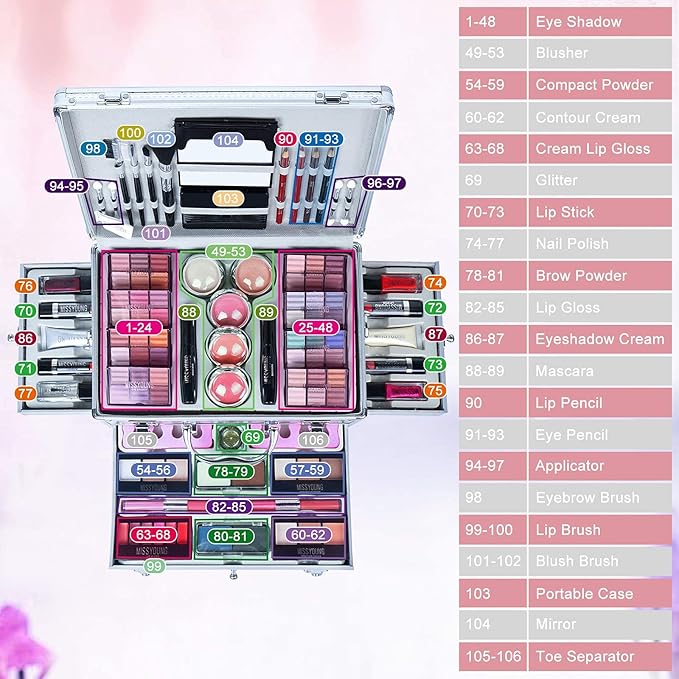 102 Colors Professional make up set, All in one makeup kit for women full kit, Cosmetics teenagers, Makeup palette-VivaGrace Women
