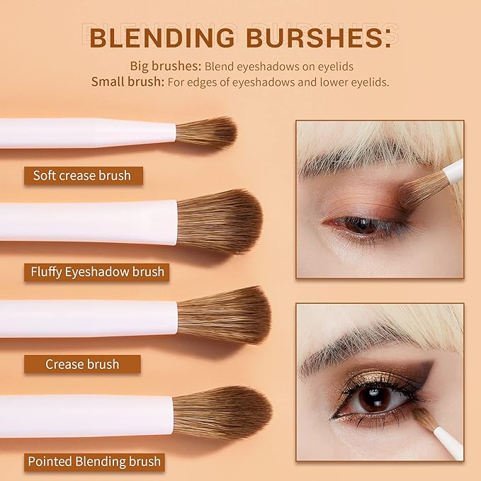 Jessup Precision Makeup Brushes 10Pcs Eye Makeup Brush Set Premium Synthetic Eyeshadow Concealer Eyeliner Eyebrow Blending Highlight Brush, Light Grey T330-VivaGrace Women